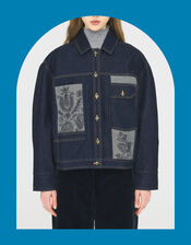 Antik Batik Ran Hand Embroidered Denim Jacket, Blue (BLUE), large