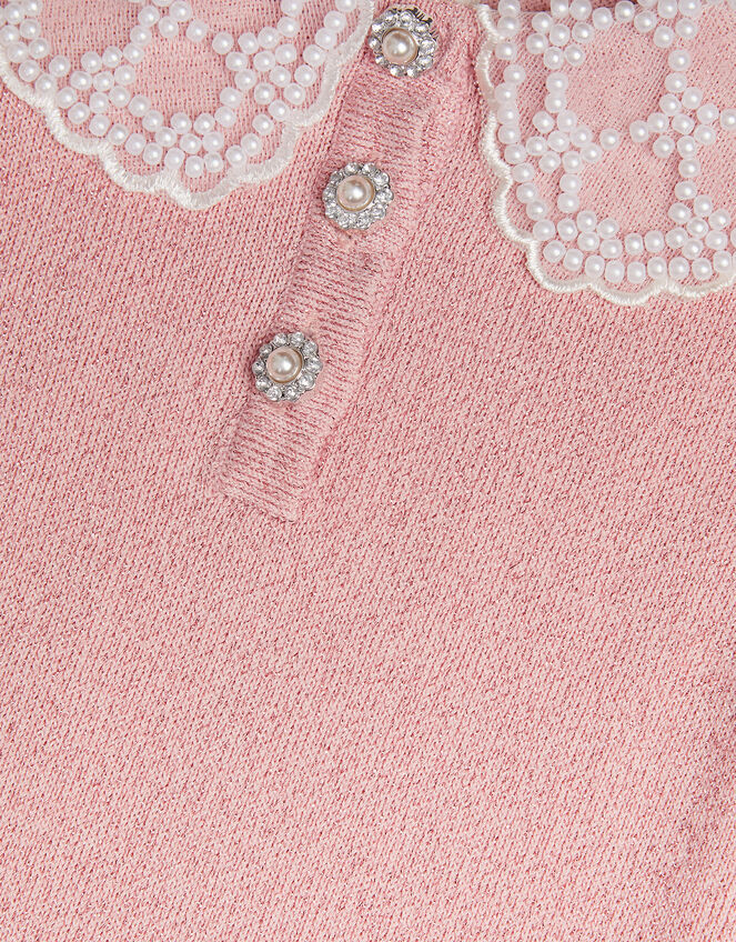Maude Pearl Collar Knitted Dress, Pink (PALE PINK), large