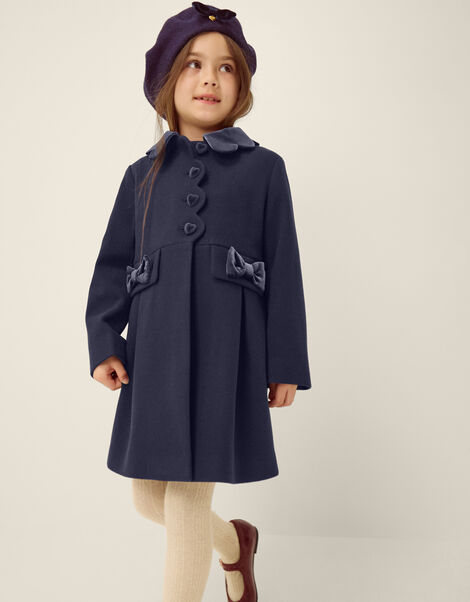 Scallop Collar Coat, Blue (NAVY), large
