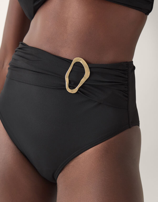 Cindy Molten Detail High Waist Bikini Bottom, Black (BLACK), large