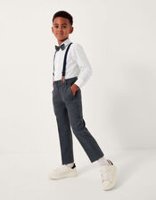 Arthur Herringbone 3-Piece Suit with Braces, Grey (GREY), large