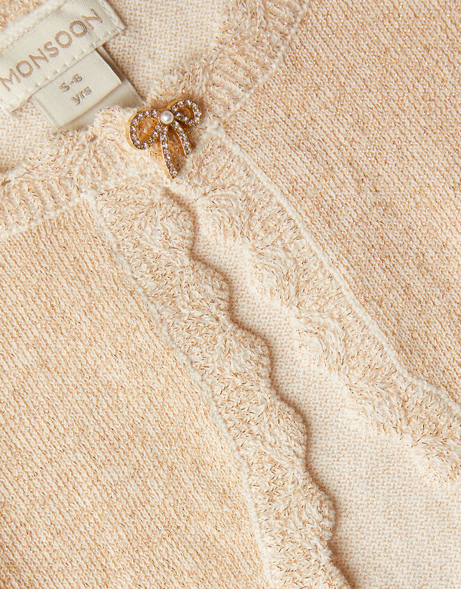 Maeve Bow Button Cardigan, Gold (GOLD), large