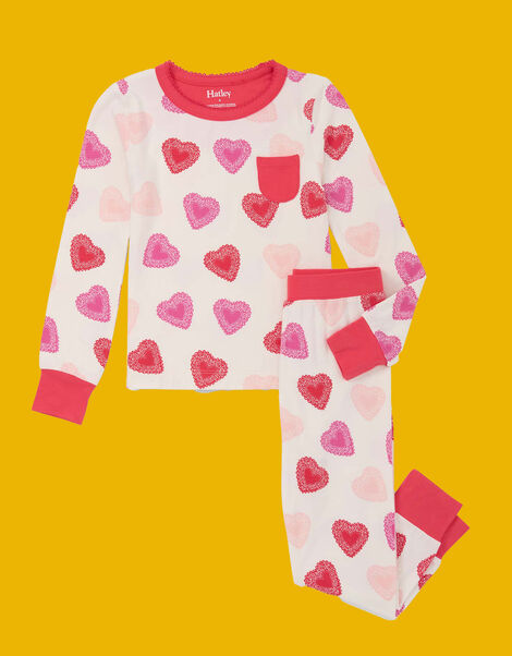 Hatley Heart Print Long Pyjamas Set, Multi (MULTI), large