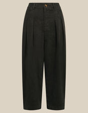 Nia High Waisted Corduroy Barrel Leg Trousers, Grey (GREY), large