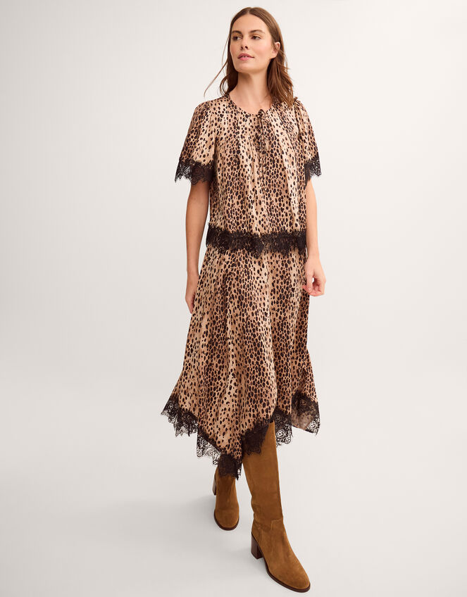 Babette Leopard Print Lace Top, Brown (BROWN), large
