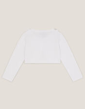 Baby Ottilie Appliqu&eacute; Rose Cardigan, White (WHITE), large