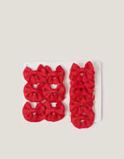 12-Pack School Bow Clips & Hair Bands, Red (RED), large