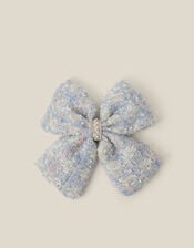 Tweed Bow Hair Clip, , large