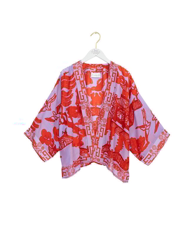 One Hundred Stars Willow Print Kimono Jacket, , large