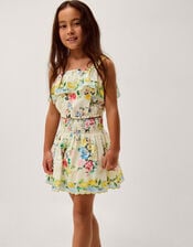 Lemon Rose Print Top & Skort Set, White (WHITE), large