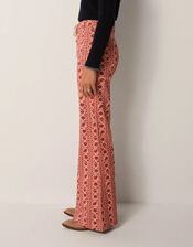Maison Hotel Calypso Floral Flare Trousers, Orange (CORAL), large