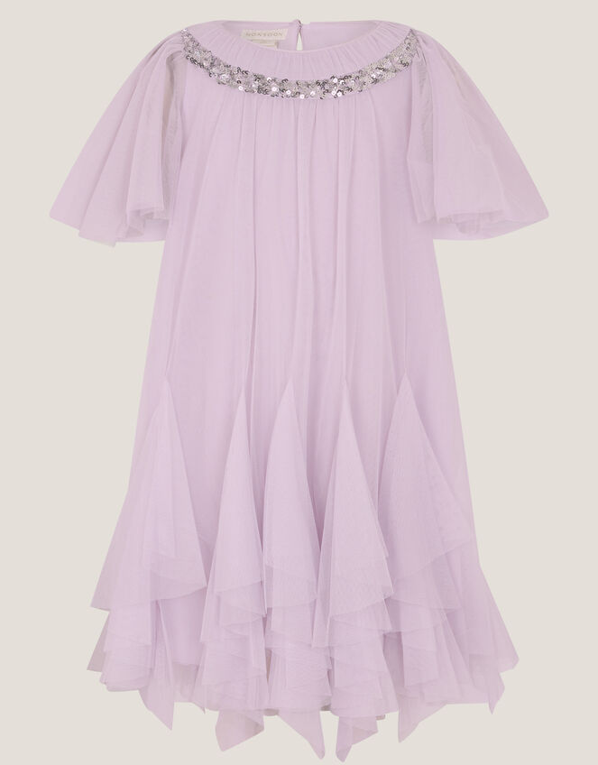 Nessa Sparkle Collar Waterfall Dress, Purple (LILAC), large