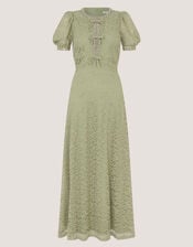 Celina Puff Sleeve Lace Midi Dress, Green (SAGE), large