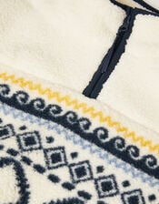 Ikat Print Half Zip Fleece, Camel (BEIGE), large