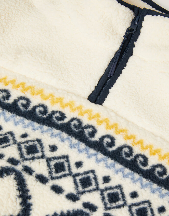 Ikat Print Half Zip Fleece, Camel (BEIGE), large