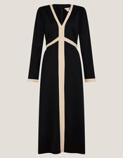 Paloma Contrast Panel Jersey Midi Dress, Black (BLACK), large