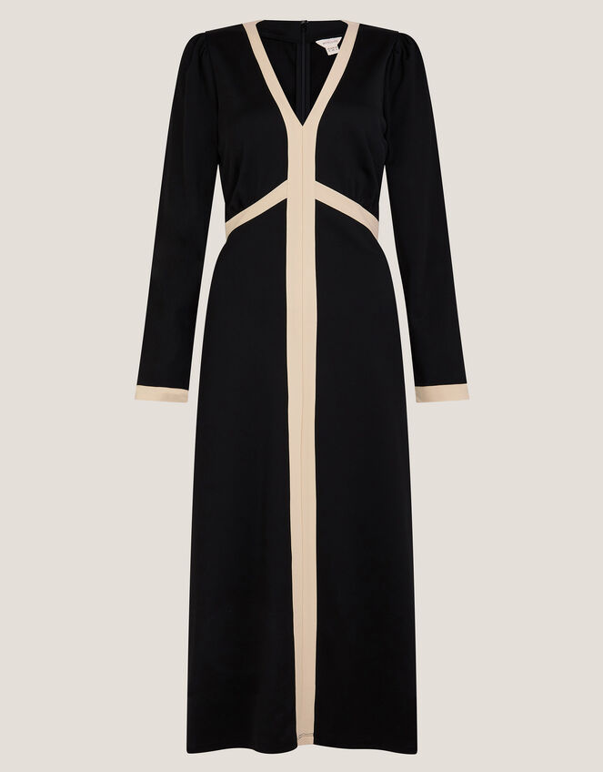 Paloma Contrast Panel Jersey Midi Dress, Black (BLACK), large