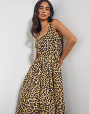 Sicily Fit and Flare Midi Dress, Brown (BROWN), large