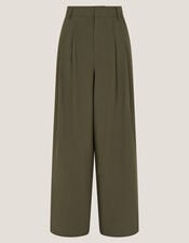 Esther Pleat Wide Leg Trousers, Green (KHAKI), large
