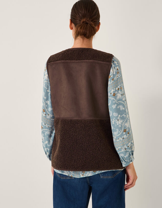 Teri Faux Shearling Duffle Gilet, Brown (CHOCOLATE), large