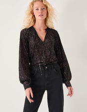 Dory Sparkle Devor&eacute; Shirt, Black (BLACK), large
