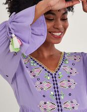Premium Embroidered Kaftan Dress in LENZING&trade; ECOVERO&trade;, Purple (LILAC), large