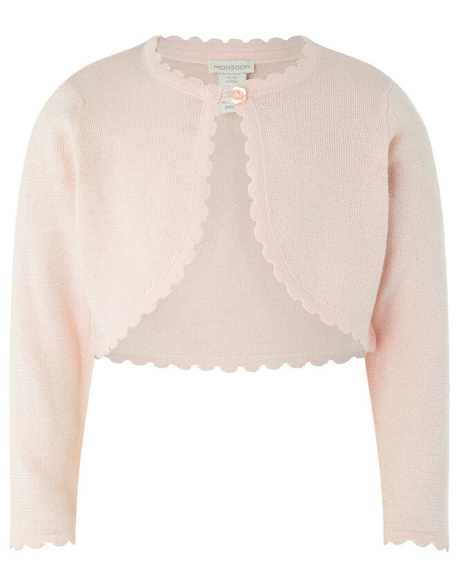 Baby Niamh Cropped Sparkle Knitted Cardigan, Pink (PINK), large
