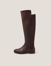 Una Leather Knee High Boots, Brown (CHOCOLATE), large