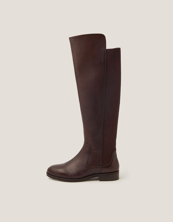 Una Leather Knee High Boots, Brown (CHOCOLATE), large