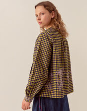 East Dilly Embroidered Gingham Blouse, Multi (MULTI), large