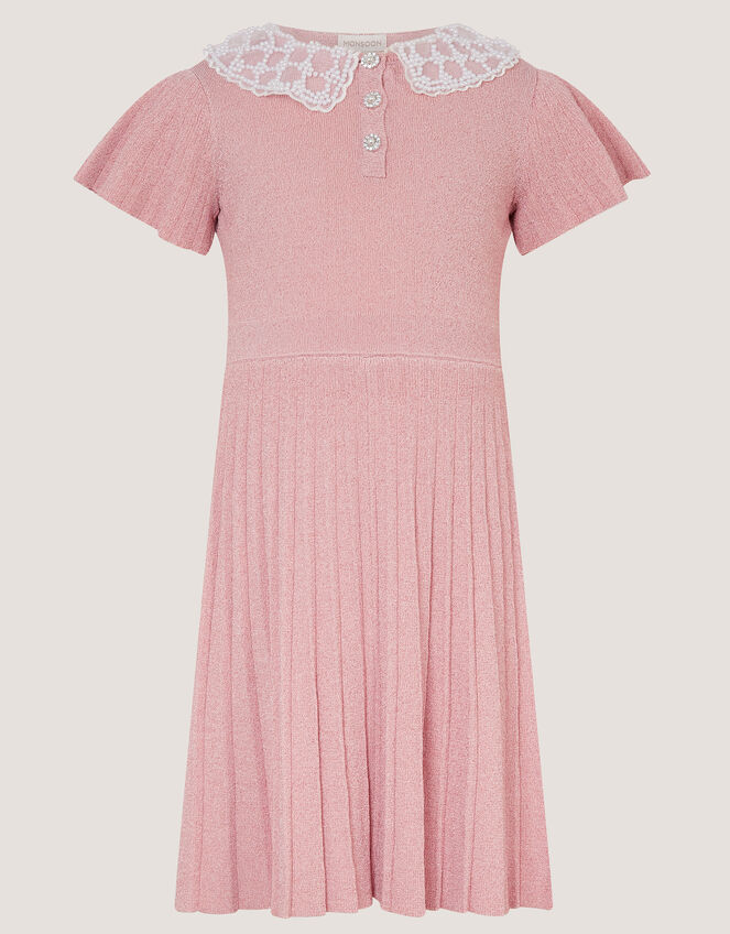 Maude Pearl Collar Knitted Dress, Pink (PALE PINK), large