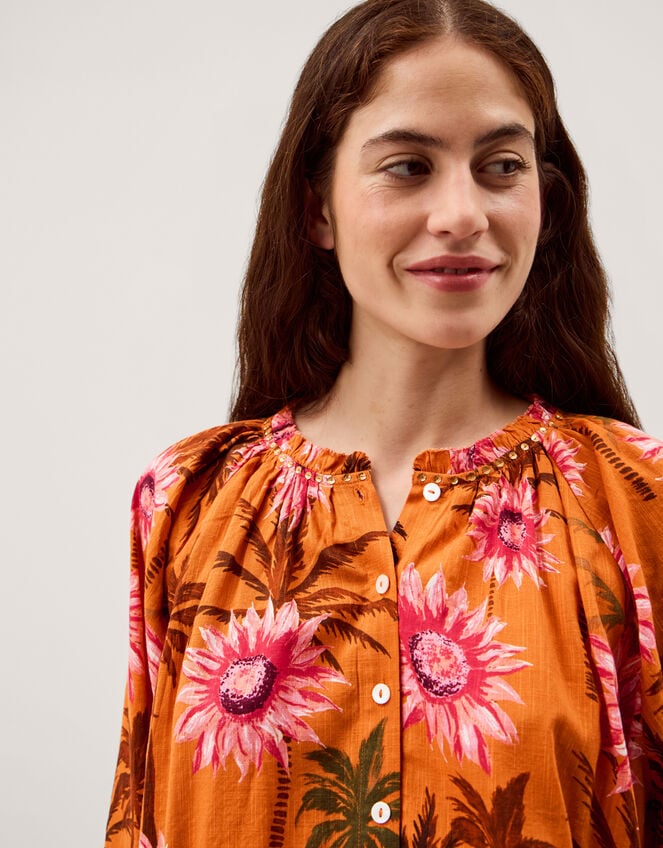 Fallon Floral Print Blouse , Orange (ORANGE), large