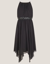 Idaho Halter Chiffon Prom Dress, Black (BLACK), large