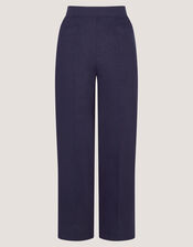 Lucy Short Straight Leg Linen Trousers, Blue (NAVY), large