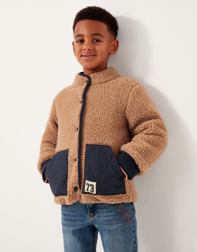 Reversible Faux Shearling Bomber Jacket, Blue (NAVY), large