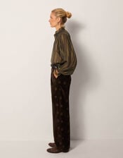 Maison Hotel Paco Embroidered Velvet Trousers, Brown (BROWN), large