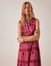 Maison Hotel Lili Sleeveless Embroidered Maxi Dress, Pink (PINK), large