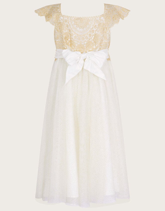 Estella Embroidered Dress, Gold (GOLD), large