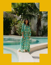 Sundress Lavande Printed Maxi Kaftan, Green (GREEN), large