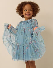 Baby Naina Floral Mesh Party Dress, Teal (TEAL), large