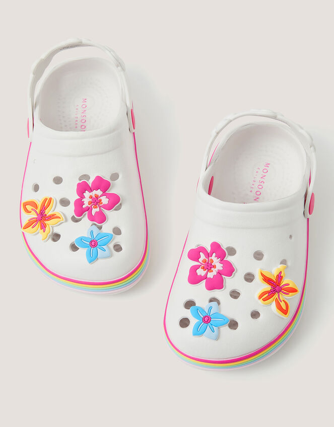 Tropical Flower Clogs, White (WHITE), large