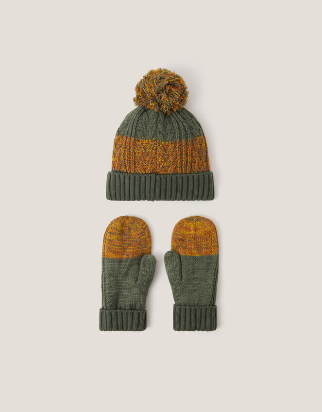 Adventure Bobble Hat & Mittens Set, Brown (BROWN), large