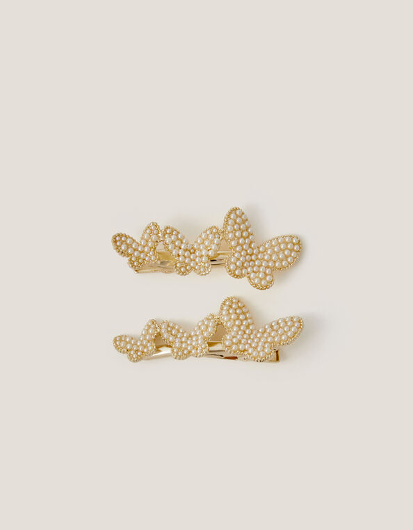 2-Pack Pearl Butterfly Hair Clips, , large