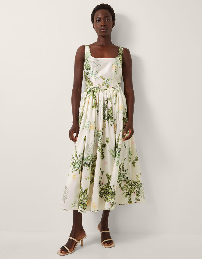 Sicily Fit and Flare Midi Dress, Cream (CREAM), large