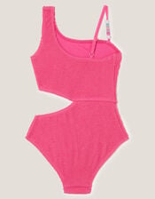 Asymmetrical Crinkle Textured Swimsuit, Pink (PINK), large