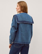 Livvy Square Collar Denim Jacket, Blue (MID AUTHENTIC BLUE), large