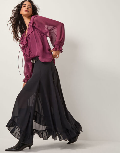 Suki Ruffle Blouse, Red (BURGUNDY), large