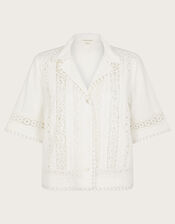 Irina Lace Shirt, Ivory (IVORY), large