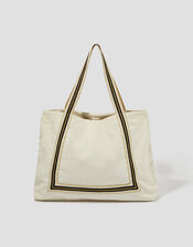 Nia Stripe Strap Tote Bag, Ivory (IVORY), large