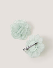 2-Pack Bridesmaid Flower Hair Clips, Green (SAGE), large